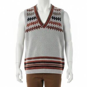Vintage Sears Argyle Knit Sweater Vest Brown Pullover Medium